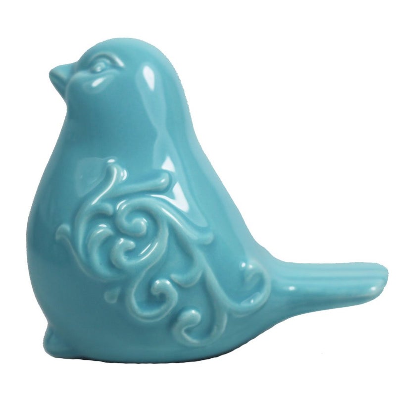 KiaoTime New French Garden Cottage Bird Figurine - Blue Glazed Ceramic Statue, Sculpture for Home, Garden, Wedding Decor (Blue) - Image 3